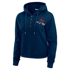 New England Patriots WEAR by Erin Andrews Women's Waffle Hoodie Pullover Top Navy - NFL