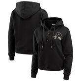 New Orleans Saints WEAR by Erin Andrews Women's Waffle Hoodie Pullover Top Black - NFL