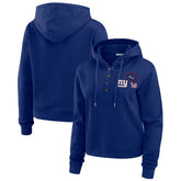 New York Giants WEAR by Erin Andrews Women's Waffle Hoodie Pullover Top Royal - NFL
