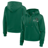 New York Jets WEAR by Erin Andrews Women's Waffle Hoodie Pullover Top Green - NFL