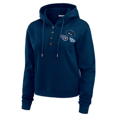 Tennessee Titans WEAR by Erin Andrews Women's Waffle Hoodie Pullover Top Navy - NFL