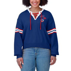 Buffalo Bills WEAR by Erin Andrews Women's Lace-Up Pullover Sweatshirt Royal - NFL