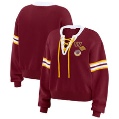 Washington Commanders WEAR by Erin Andrews Women's Lace-Up Pullover Sweatshirt Burgundy - NFL