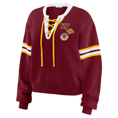 Washington Commanders WEAR by Erin Andrews Women's Lace-Up Pullover Sweatshirt Burgundy - NFL