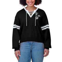 Las Vegas Raiders WEAR by Erin Andrews Women's Lace-Up Pullover Sweatshirt Black - NFL