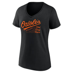 Baltimore Orioles Fanatics Women's Hot Dog Race V-Neck T-Shirt On Sale