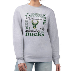 NBA - Milwaukee Bucks G-III 4Her by Carl Banks Women's Collage Team Graphic Fleece Pullover Sweatshirt - Heather Gray