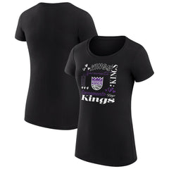 NBA - Sacramento Kings G-III 4Her by Carl Banks Women's Super-Slim Fit Lightweight Team Name Collage Graphic T-Shirt - Black