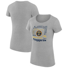 NBA - Denver Nuggets G-III 4Her by Carl Banks Women's Super-Slim Fit Lightweight Team Name Collage Graphic T-Shirt - Heather Gray