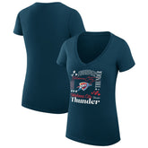 NBA - Oklahoma City Thunder G-III 4Her by Carl Banks Women's Super-Slim Fit Lightweight Team Name Collage Graphic V-Neck T-Shirt - Navy