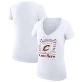 NBA - Cleveland Cavaliers G-III 4Her by Carl Banks Women's Super-Slim Fit Lightweight Team Name Collage Graphic V-Neck T-Shirt - White