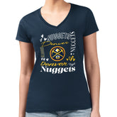 NBA - Denver Nuggets G-III 4Her by Carl Banks Women's Super-Slim Fit Lightweight Team Name Collage Graphic V-Neck T-Shirt - Navy