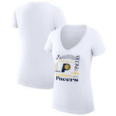 NBA - Indiana Pacers G-III 4Her by Carl Banks Women's Super-Slim Fit Lightweight Team Name Collage Graphic V-Neck T-Shirt - White