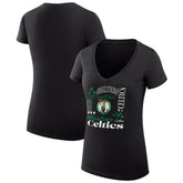 NBA - Boston Celtics G-III 4Her by Carl Banks Women's Super-Slim Fit Lightweight Team Name Collage Graphic V-Neck T-Shirt - Black