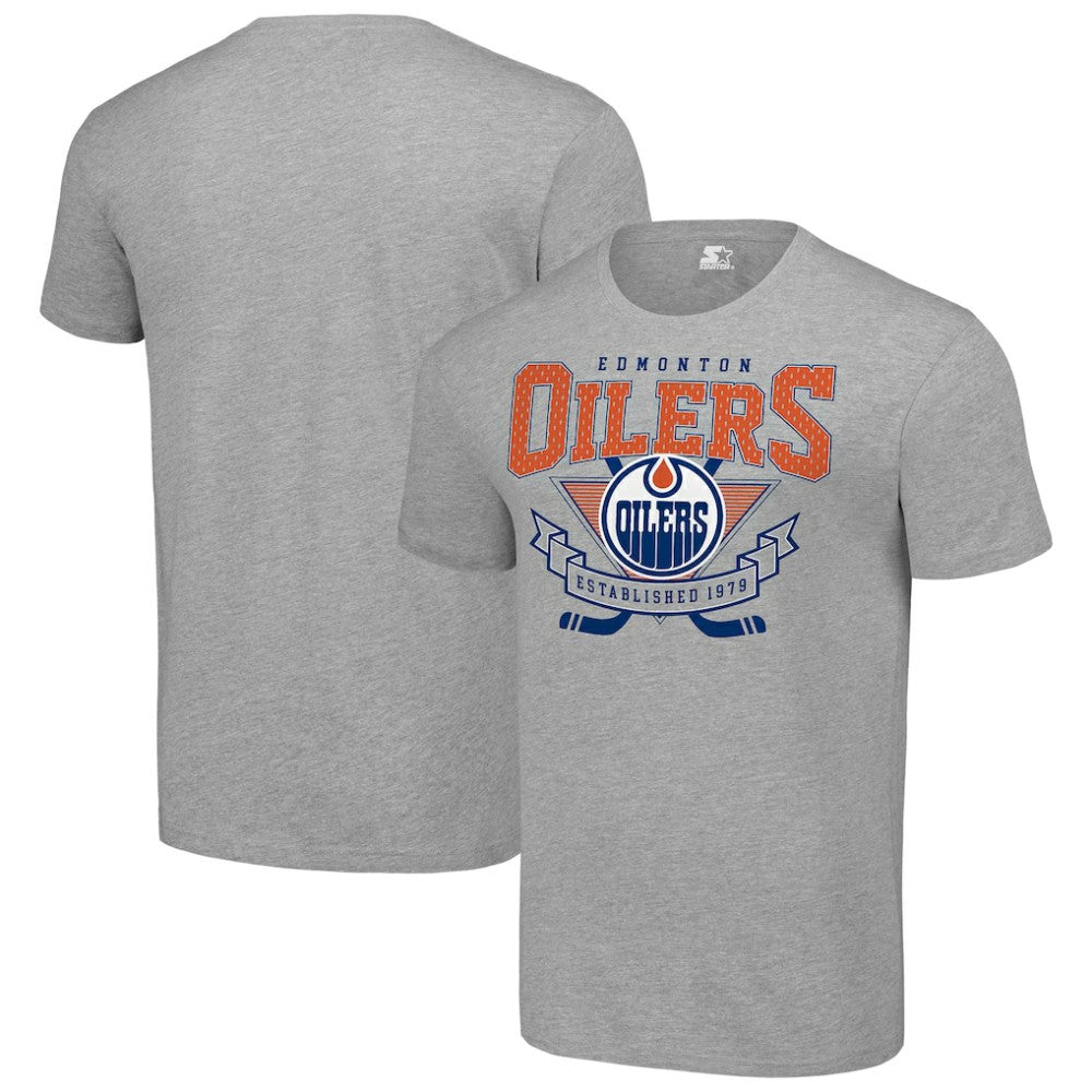Edmonton Oilers - Starter Team Logo Graphic T-Shirt Heather Gray