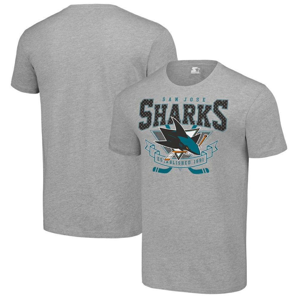 San Jose Sharks - Starter Team Logo Graphic T-Shirt Heather Gray