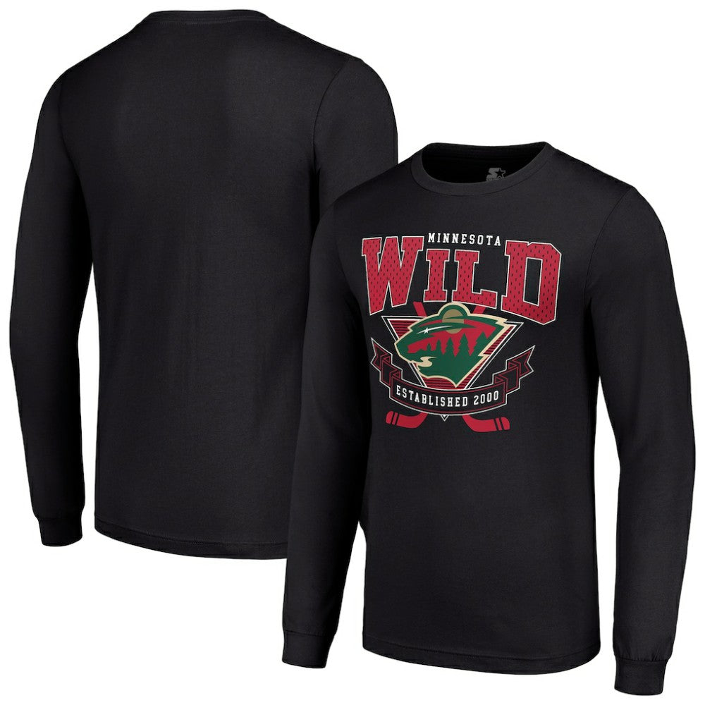 Minnesota Wild - Starter Team Logo Graphic Long Sleeve T-Shirt Black