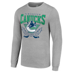 Vancouver Canucks - Starter '80s Inspired Team Logo Long Sleeve T-Shirt Heather Gray