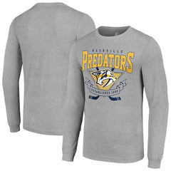 Nashville Predators - Starter '80s Inspired Team Logo Long Sleeve T-Shirt Heather Gray