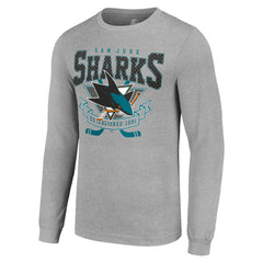 San Jose Sharks - Starter '80s Inspired Team Logo Long Sleeve T-Shirt Heather Gray