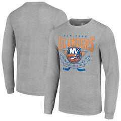 New York Islanders - Starter '80s Inspired Team Logo Long Sleeve T-Shirt Heather Gray
