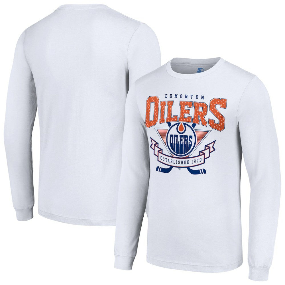 Edmonton Oilers - Starter Team Logo Graphic Long Sleeve T-Shirt White