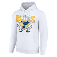 St. Louis Blues - Starter Team Logo Graphic Fleece Tri-Blend Pullover Hoodie White