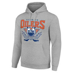 Edmonton Oilers - Starter Team Logo Graphic Fleece Tri-Blend Pullover Hoodie Heather Gray