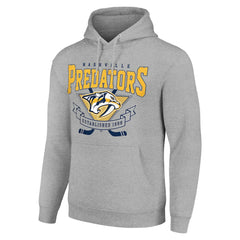 Nashville Predators - Starter Team Logo Graphic Fleece Tri-Blend Pullover Hoodie Heather Gray
