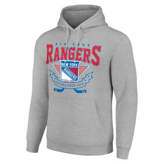 New York Rangers Starter Team Logo Graphic Fleece Tri-Blend Pullover Hoodie Heather Gray