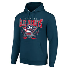 Columbus Blue Jackets - Starter Team Logo Graphic Fleece Tri-Blend Pullover Hoodie Navy