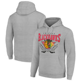 Chicago Blackhawks Starter Team Logo Graphic Fleece Tri-Blend Pullover Hoodie Heather Gray