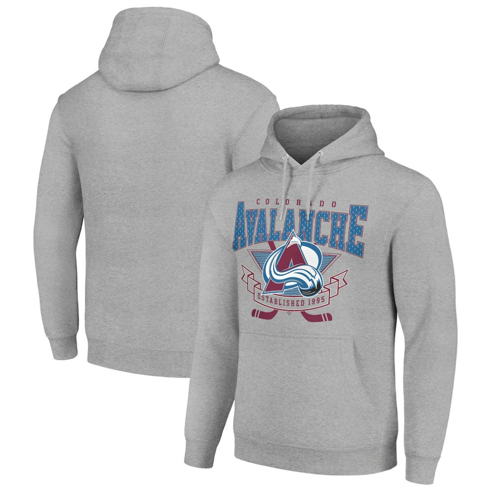 Colorado Avalanche - Starter Team Logo Graphic Fleece Tri-Blend Pullover Hoodie Heather Gray
