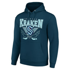 Seattle Kraken Starter Team Logo Graphic Fleece Tri-Blend Pullover Hoodie Deep Sea Blue