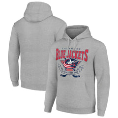 Columbus Blue Jackets - Starter Team Logo Graphic Fleece Tri-Blend Pullover Hoodie Heather Gray