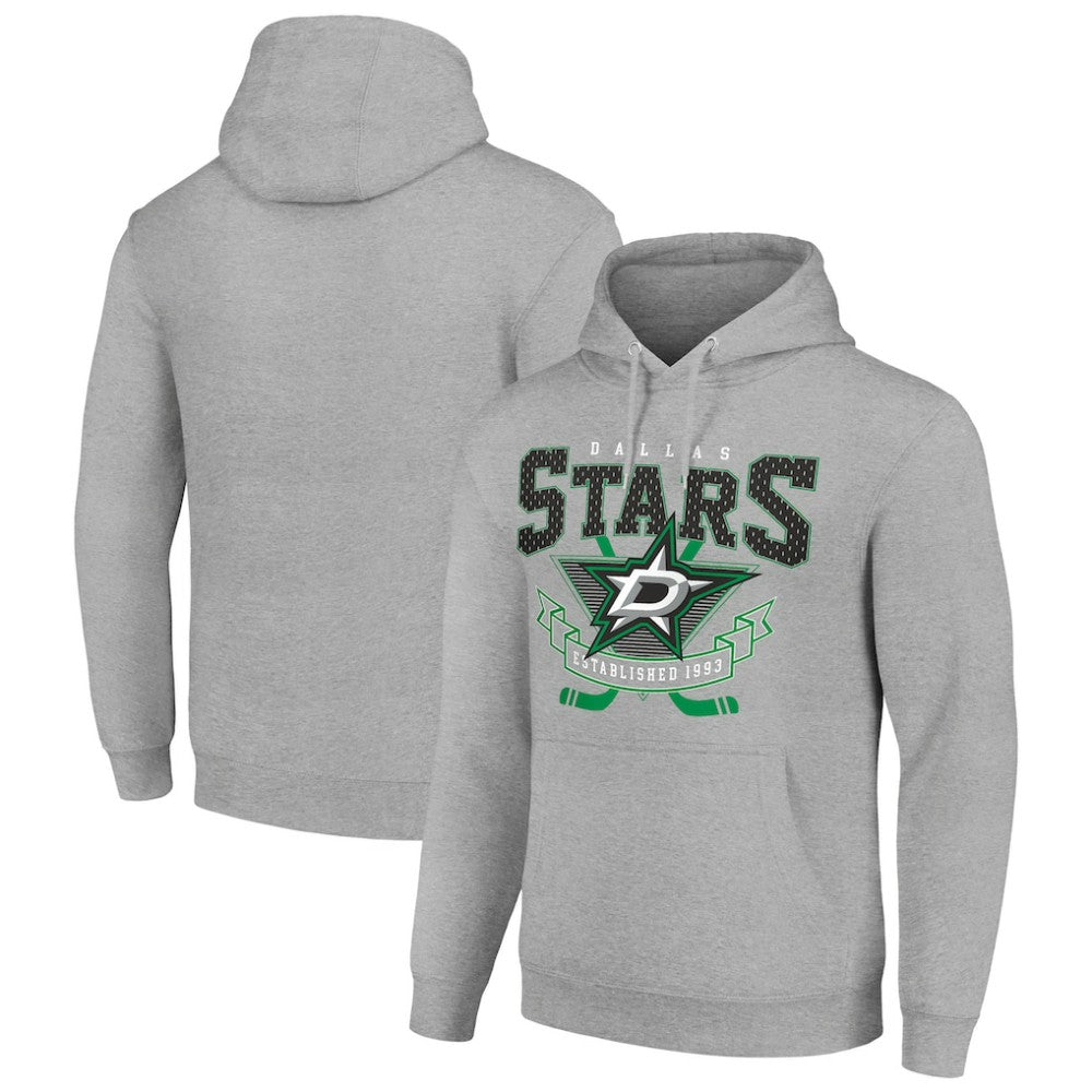 Dallas Stars - Starter Team Logo Graphic Fleece Tri-Blend Pullover Hoodie Heather Gray