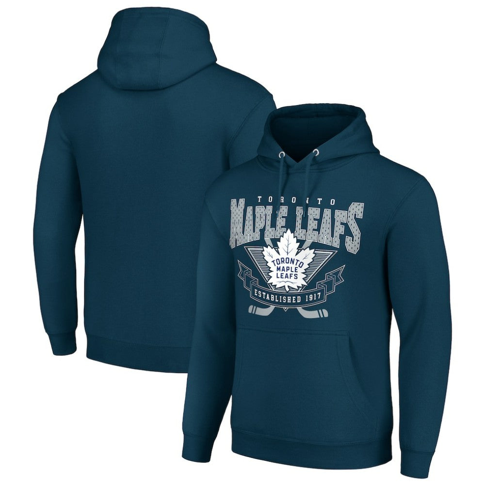 Toronto Maple Leafs - Starter Team Logo Graphic Fleece Tri-Blend Pullover Hoodie Navy