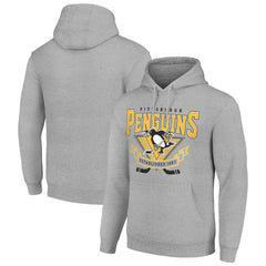 Pittsburgh Penguins Starter Team Logo Graphic Fleece Tri-Blend Pullover Hoodie Heather Gray