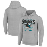 San Jose Sharks - Starter Team Logo Graphic Fleece Tri-Blend Pullover Hoodie Heather Gray