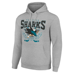 San Jose Sharks - Starter Team Logo Graphic Fleece Tri-Blend Pullover Hoodie Heather Gray