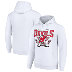 New Jersey Devils - Starter Team Logo Graphic Fleece Tri-Blend Pullover Hoodie White