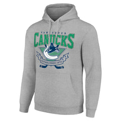 Vancouver Canucks - Starter Team Logo Graphic Fleece Tri-Blend Pullover Hoodie Heather Gray