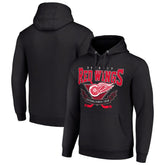 Detroit Red Wings - Starter Team Logo Graphic Fleece Tri-Blend Pullover Hoodie Black