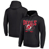 New Jersey Devils - Starter Team Logo Graphic Fleece Tri-Blend Pullover Hoodie Black