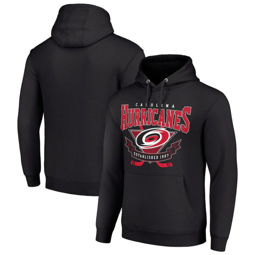 Carolina Hurricanes - Starter Team Logo Graphic Fleece Tri-Blend Pullover Hoodie Black