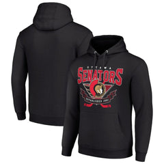 Ottawa Senators - Starter Team Logo Graphic Fleece Tri-Blend Pullover Hoodie Black