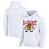Chicago Blackhawks Starter Team Logo Graphic Fleece Tri-Blend Pullover Hoodie White