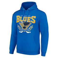 St. Louis Blues - Starter Team Logo Graphic Fleece Tri-Blend Pullover Hoodie Blue