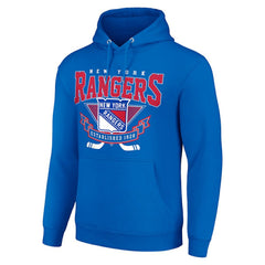 New York Rangers Starter Team Logo Graphic Fleece Tri-Blend Pullover Hoodie Blue