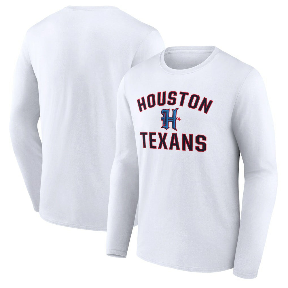 Houston Texans Secondary Logo Victory Arch Long Sleeve T-Shirt White - NFL